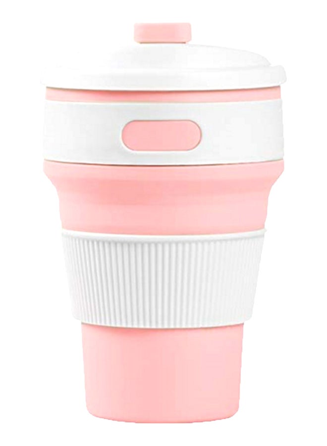 Jipush Hot New Folding Silicone Portable Silicone Telescopic Drinking Collapsible Coffee Cup Pink/White 350ml  - Image 1
