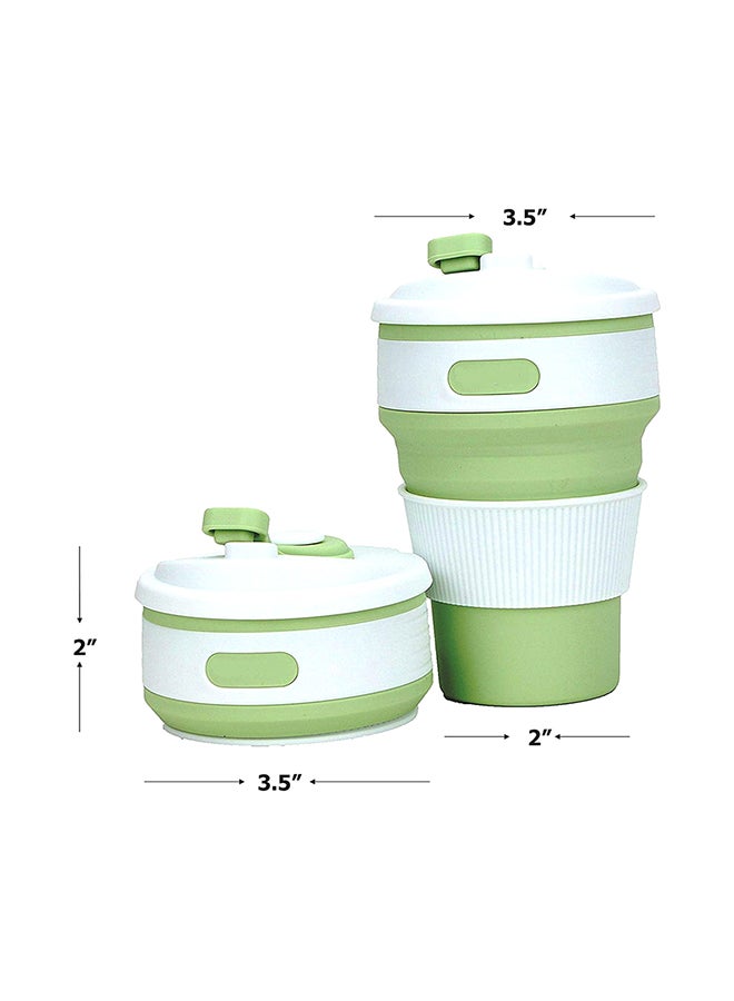 Jipush Hot New Folding Silicone Portable Telescopic Drinking Collapsible Coffee Cup White/Green 350ml  - Image 2