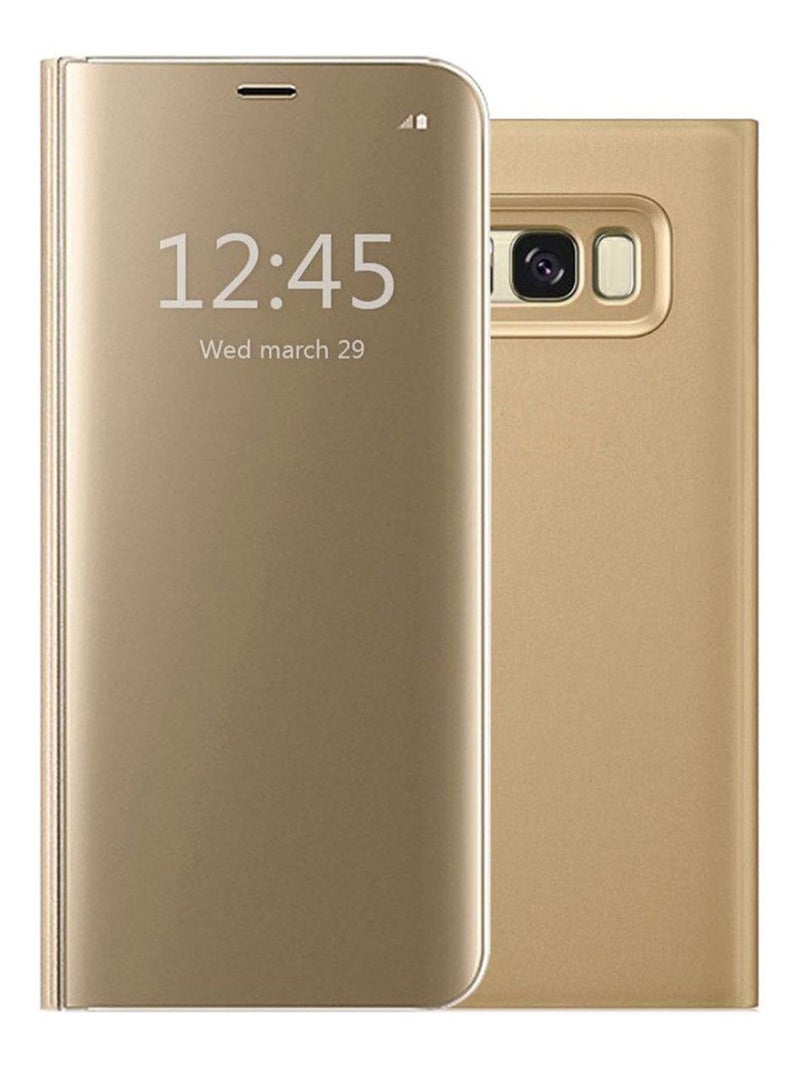 Touch Mirror Folding Stand Flip Case Cover For Samsung Galaxy S8 Plus Gold - Image 1