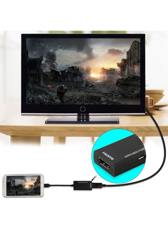 Display Port Micro USB To HDMI Adapter Cable Black  - Image 2