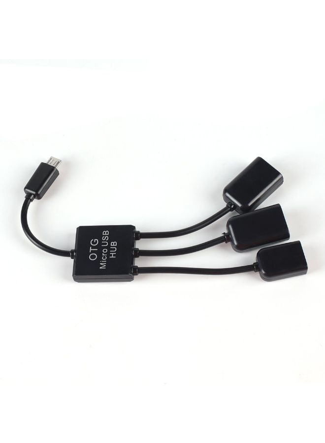 Micro USB Hub OTG Connector Charging Cable Black - Image 2