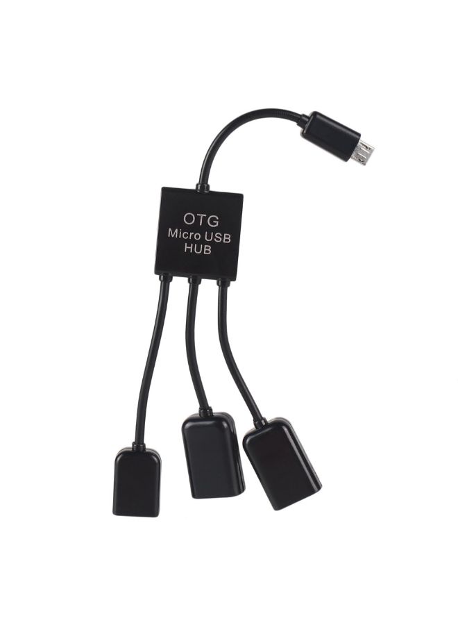 Micro USB Hub OTG Connector Charging Cable Black - Image 4