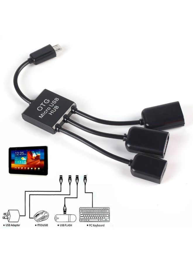 Micro USB Hub OTG Connector Charging Cable Black - Image 5