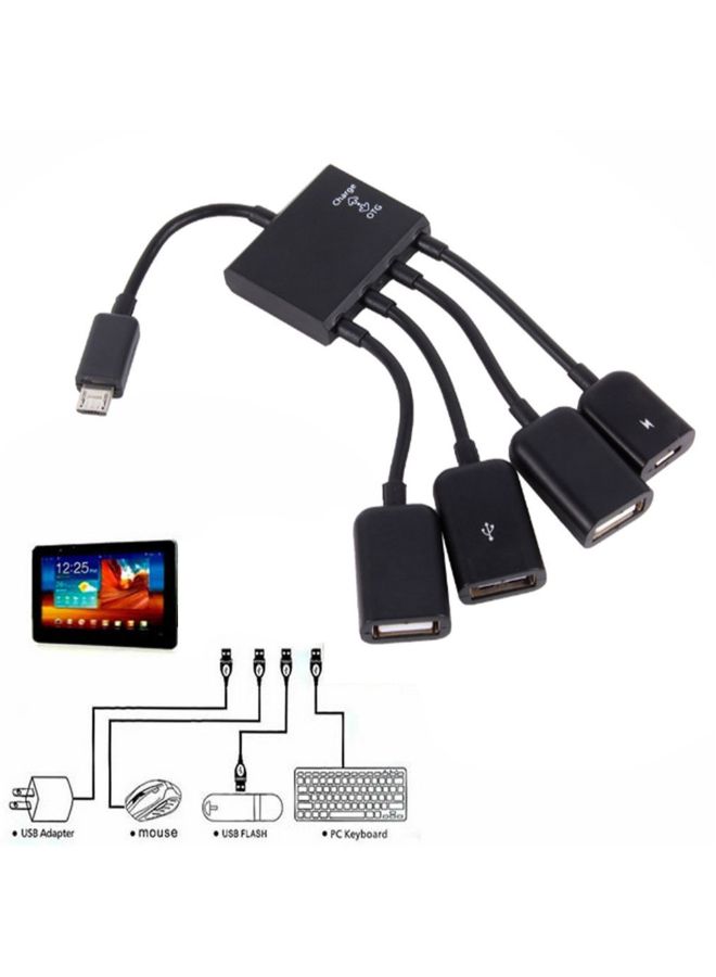 Micro USB Hub OTG Connector Charging Cable Black - Image 2