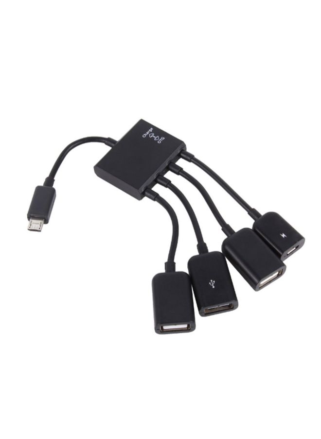 Micro USB Hub OTG Connector Charging Cable Black - Image 3