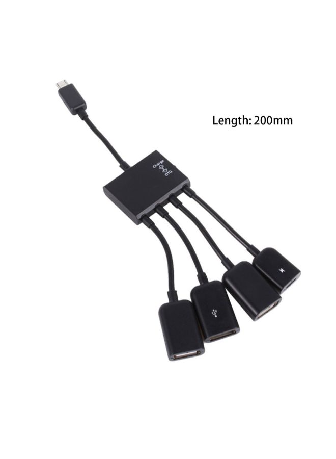 Micro USB Hub OTG Connector Charging Cable Black - Image 4