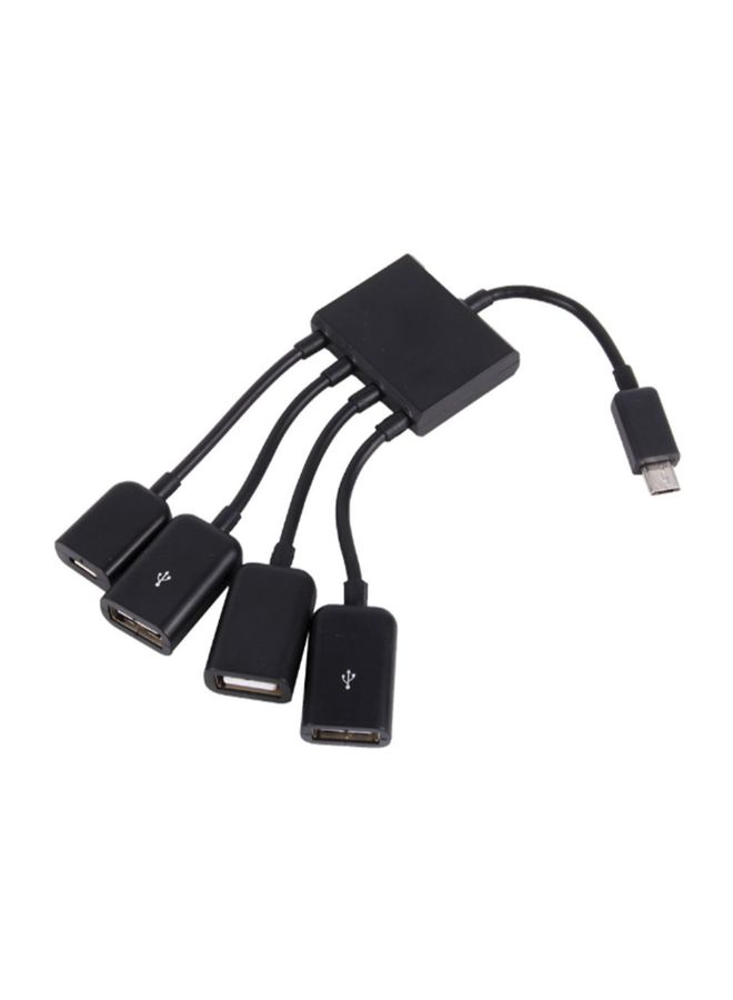 Micro USB Hub OTG Connector Charging Cable Black - Image 5