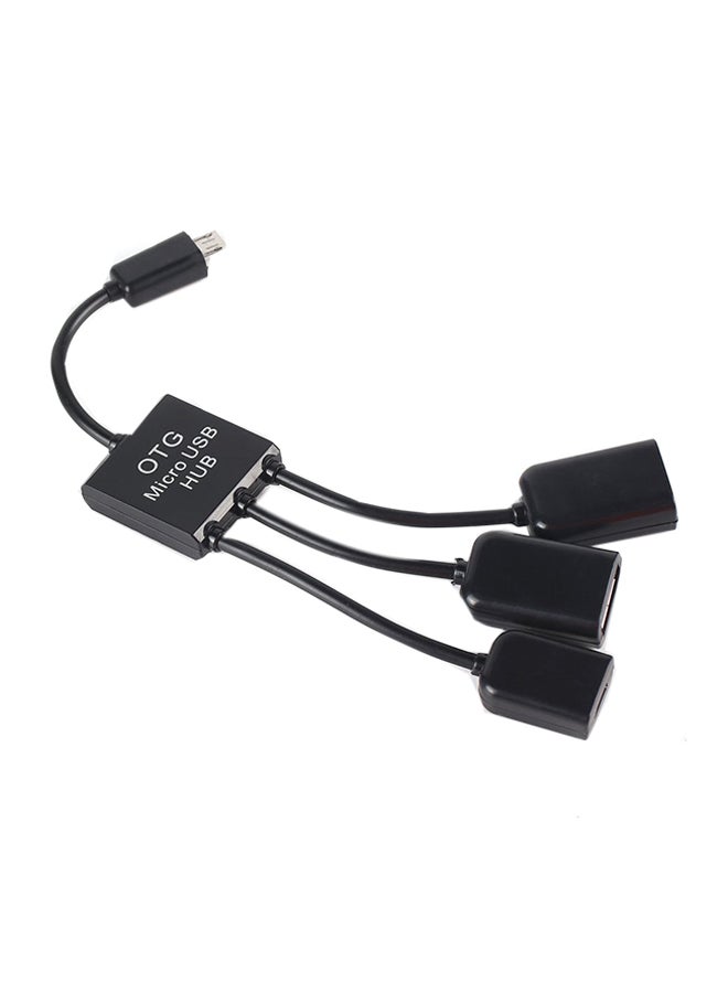 Micro USB Hub OTG Connector Charging Cable Black - Image 1