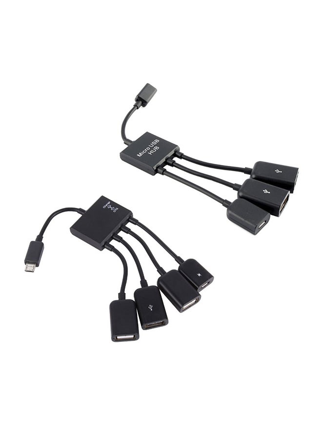 Micro USB Hub OTG Connector Charging Cable Black - Image 1