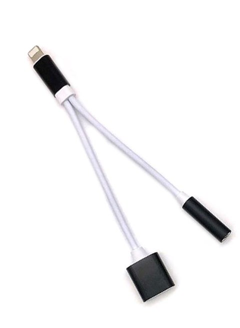 2-In-1 Dual Lightning Splitter Adapter Black/White