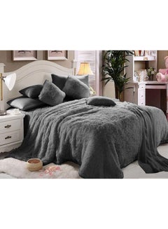 RIXI 6-Piece Luxury Comforter Set Faux Fur Grey 