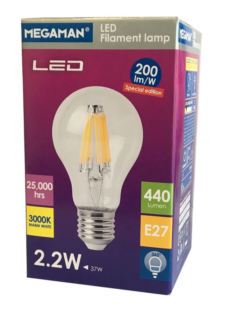 Megaman Special Edition LED Classic Filament Bulb Clear/Silver 10.8 x 6centimeter 