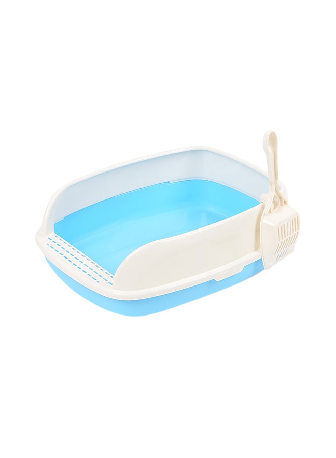 صندوق لفضلات القطط مفتوح كبير الحجم يمنع انتشار الرذاذ أزرق/ أبيض 52 x 40 x 20Ø³Ù†ØªÙŠÙ…ØªØ±