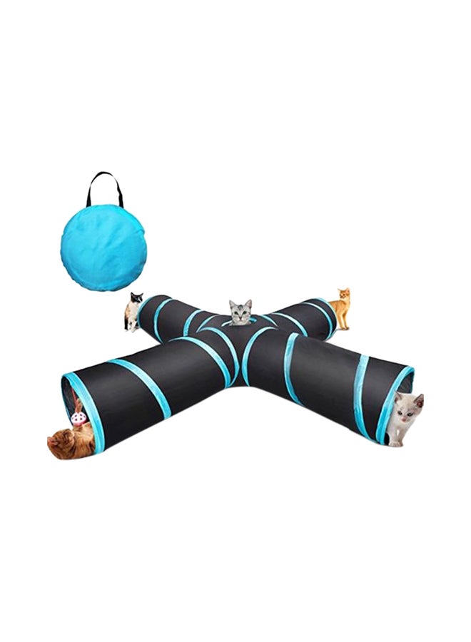 أنفاق للقطط مع 4 اتجاهات قابلة للطي مزينة بخطوط مجعدة الأسود / الأزرق 30 x 30 x 25Ø³Ù†ØªÙŠÙ…ØªØ±