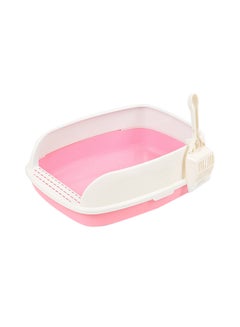 Generic Big Space Anti Splash Open Cat Litter Box Pink/White 52 x 40 x 20cm 
