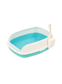 Generic Big Space Anti Splash Open Cat Litter Box Blue/White 52 x 40 x 20cm 