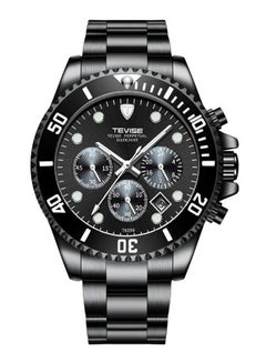 Tevise Men's Stainless Steel Chronograph Watch T823 - 42 mm - Black 