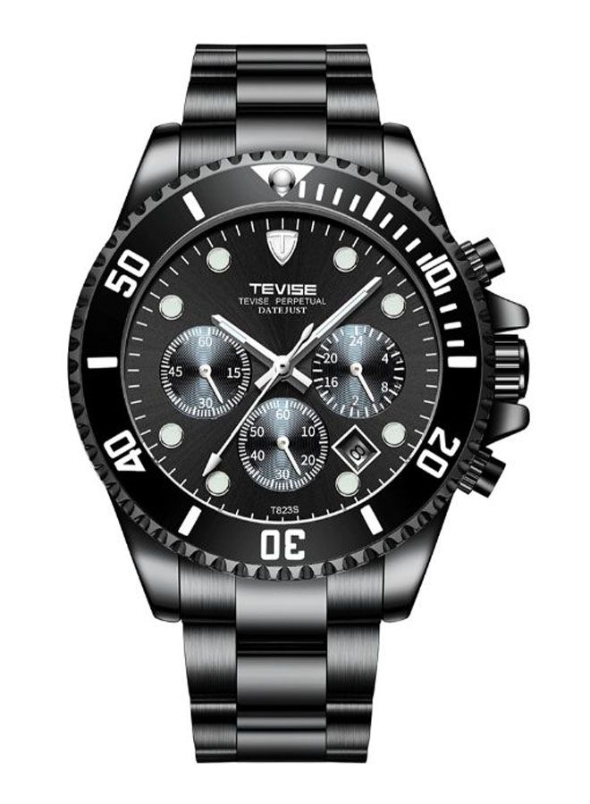 Tevise Men's Stainless Steel Chronograph Watch T823 - 42 mm - Black