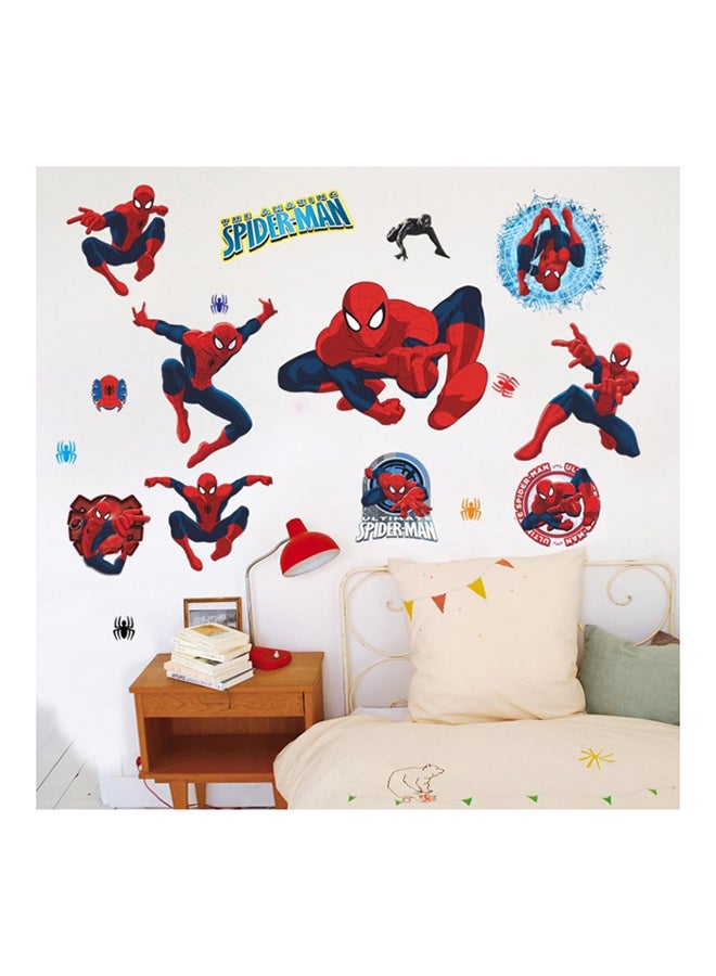 3D Spiderman Wall Sticker Red/Blue 50x70cm