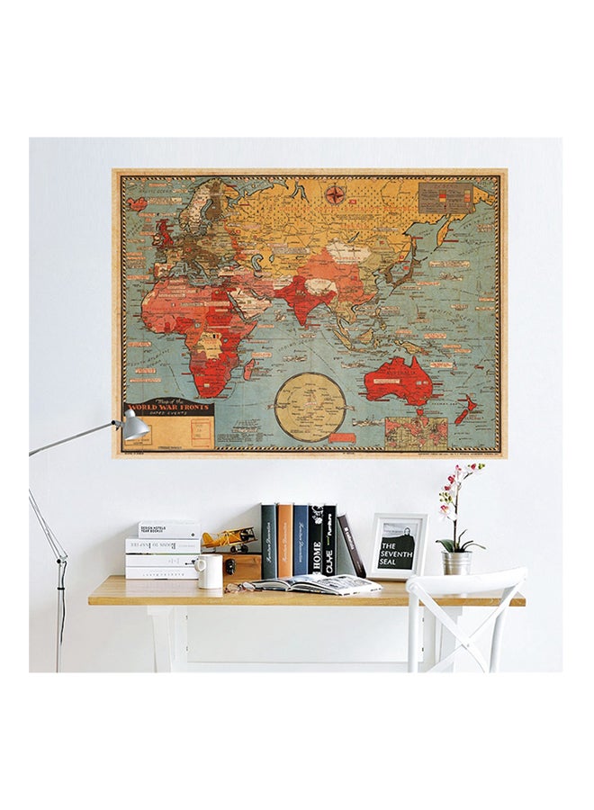 Retro World Map Removable Wall Stickers Multicolour 50x70cm - Image 1