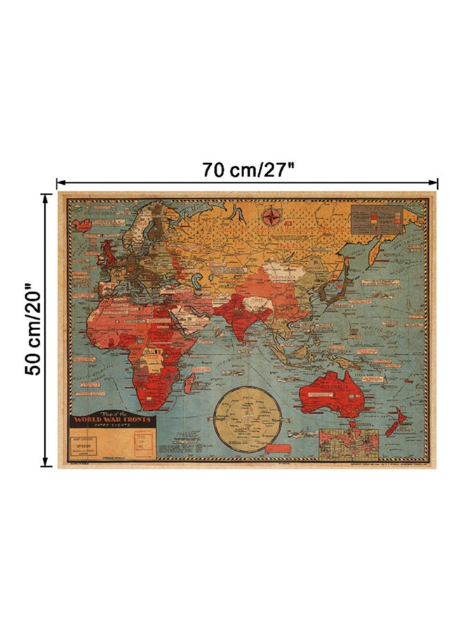 Retro World Map Removable Wall Stickers Multicolour 50x70cm - Image 2