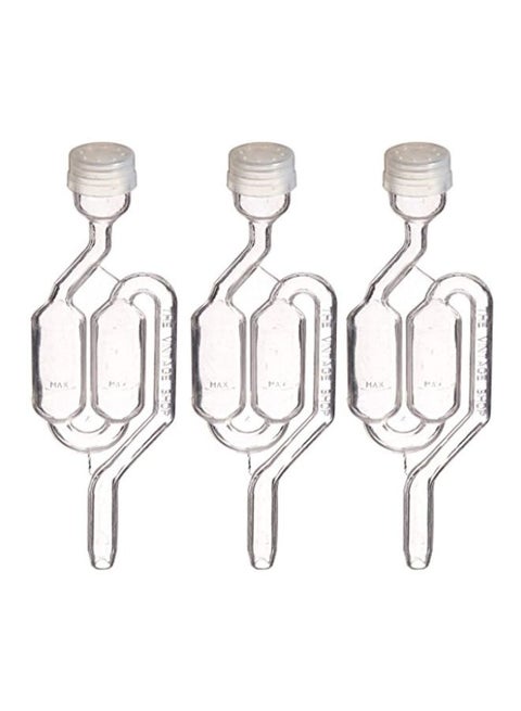 3-Piece Twin Bubble Airlock Set Clear 6.7x2.2x0.6inch