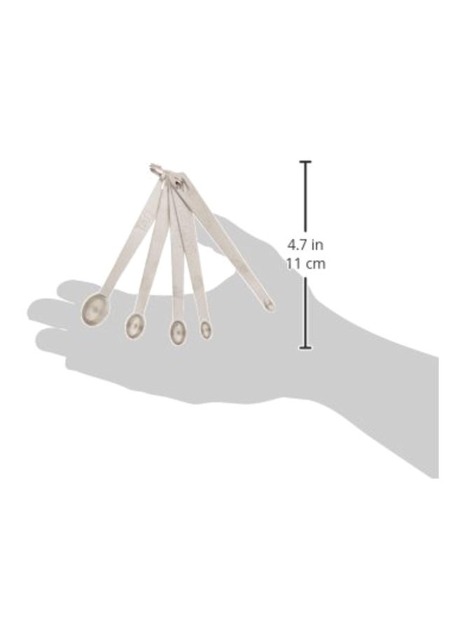 New Star Foodservice - Measuring Spoons Set Silver 5x1x0.4inch - Image 1
