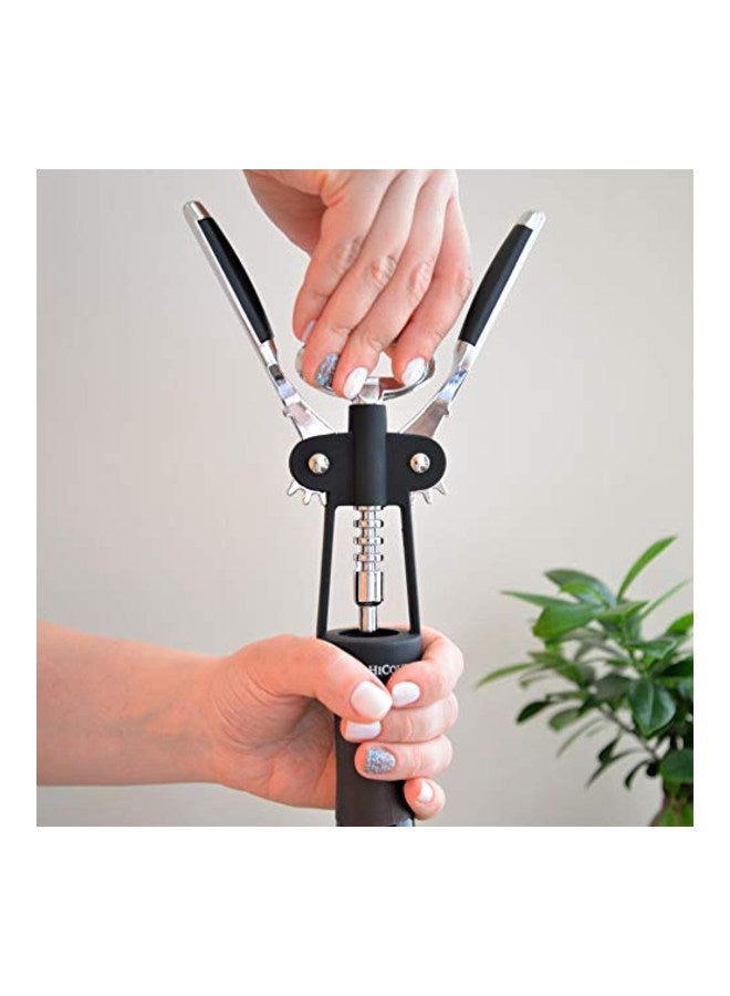 HiCoup Kitchenware - Wing Corkscrew Opener Silver/Black 5.6 x 2.1 x 9.5inch - Image 1