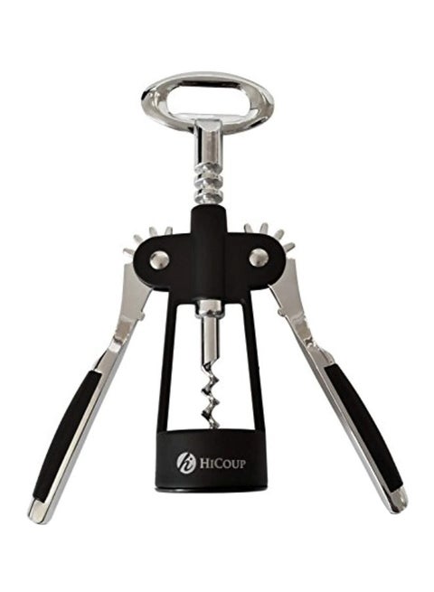 Wing Corkscrew Opener Silver/Black 5.6 x 2.1 x 9.5inch