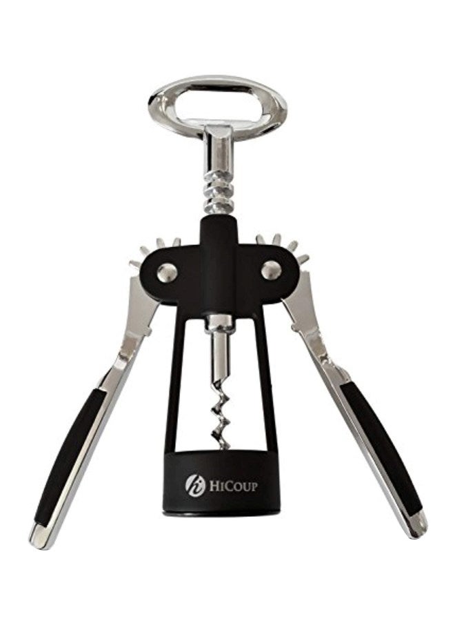 HiCoup Kitchenware Wing Corkscrew Opener Silver/Black 5.6 x 2.1 x 9.5inch  - Image 1
