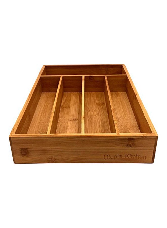 Utopia Kitchen 5 Compartments Drawer Organizer Tray Brown 14x10x2inch - Image 2