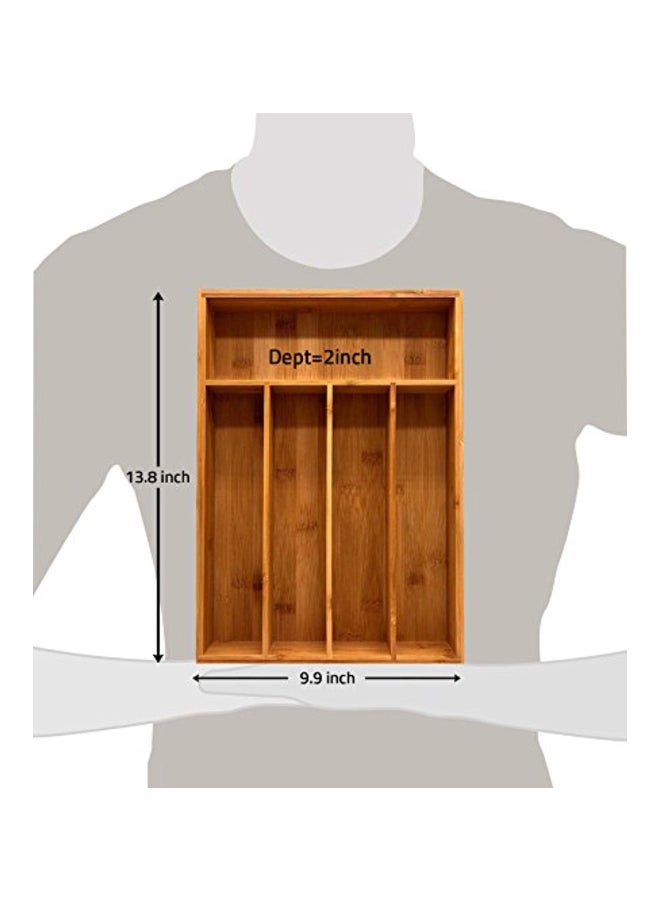 Utopia Kitchen 5 Compartments Drawer Organizer Tray Brown 14x10x2inch - Image 4