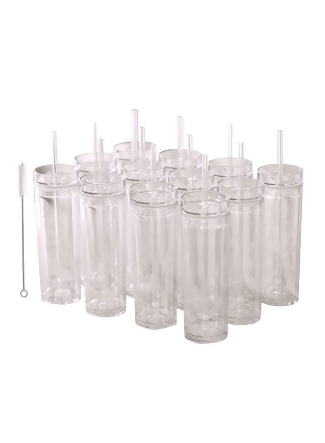 STRATA CUPS 12-Piece Tumbler With Lid And Straw Clear 12.4x9.3x9.4inch - Image 1