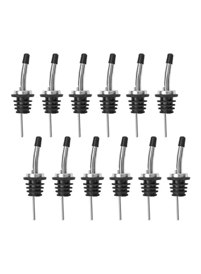 Aozita 12-Piece Classic Bottle Pourer Black/Silver 7x5x1inch  - Image 1