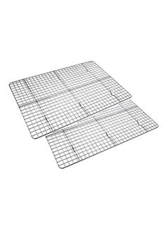 Checkered Chef 2-Piece Cooling Baking Rack Set Silver 17x12inch  - Image 1