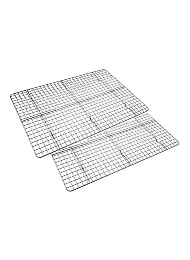 Checkered Chef 2-Piece Cooling Baking Rack Set Silver 17x12inch - Image 1