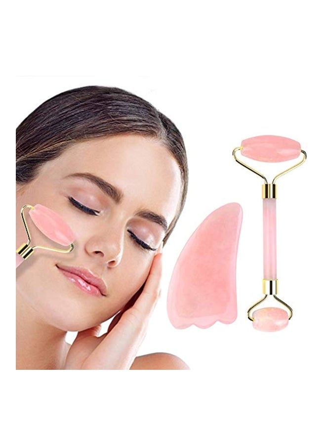 Deciniee 2-In-1 Jade Roller Massager Set Rose Gold - Image 2