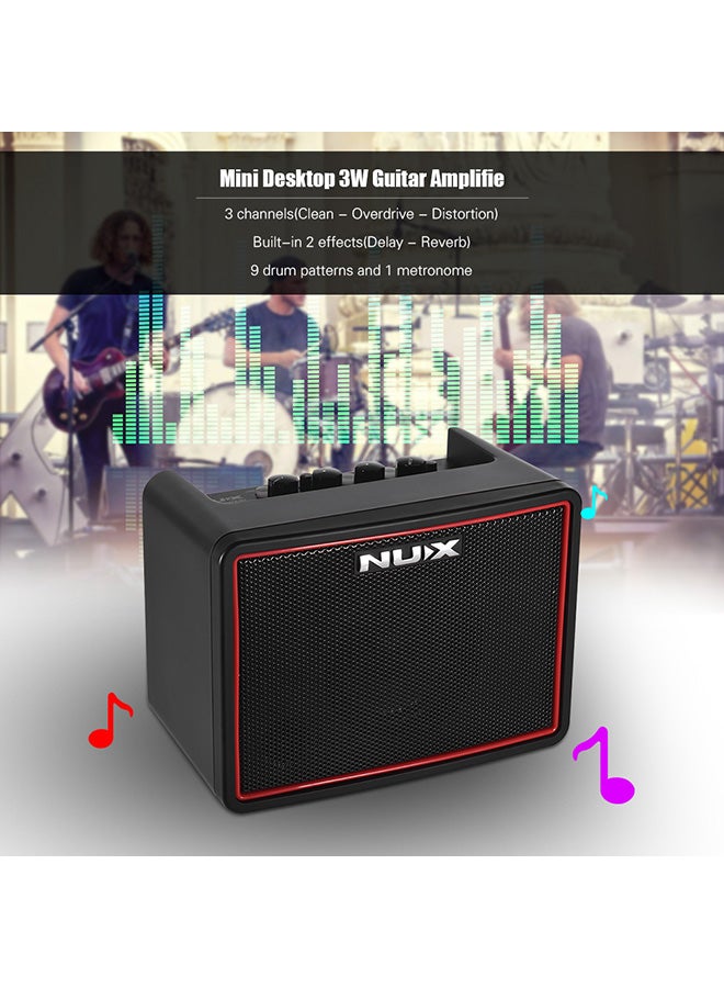 Mighty Lite BT Mini Desktop Electric Guitar 3W Amp 3 Channels Built in Delay Reverb Effects 9 Drum Patterns Metronome Tape Tempo