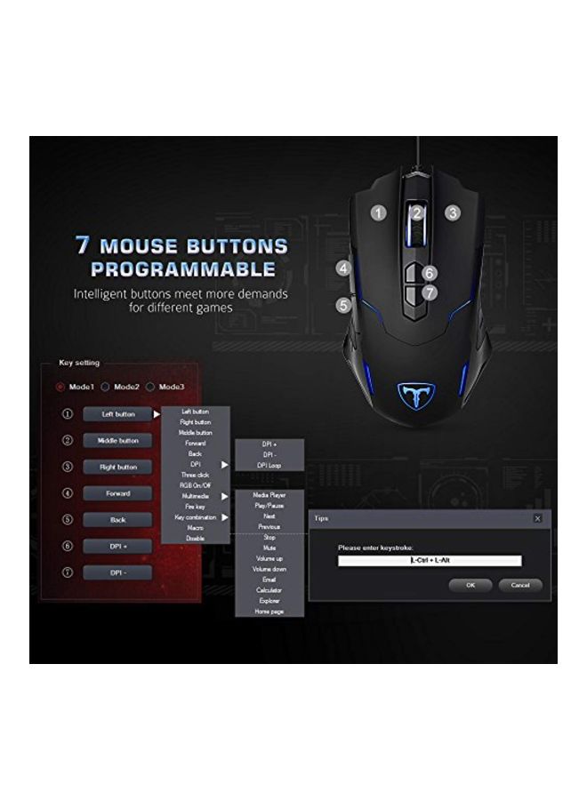 PICTEK Wired Gaming Mouse Black - Image 3