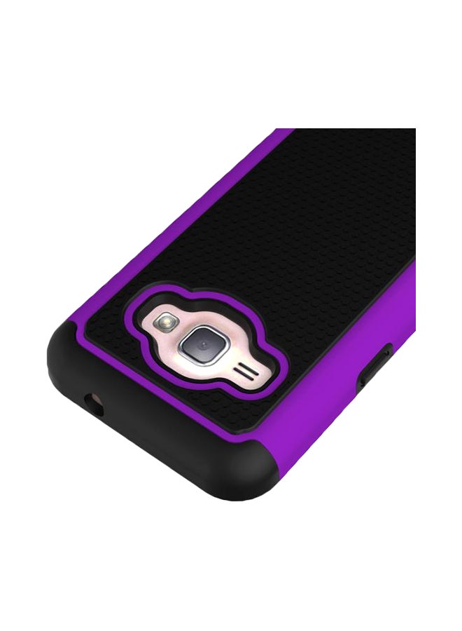 Generic - Rubber Hybrid Hard Case Cover For Samsung Galaxy J1(2016) Black/Purple - Image 1
