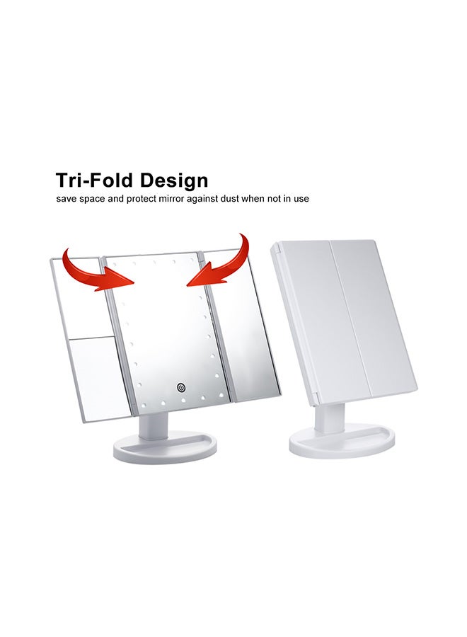 Generic - Tri-Folded Vanity Table Makeup Mirror With 21 LED Lights White - Image 1