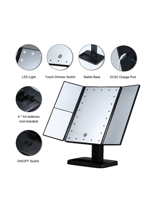 Generic - Tri-Folded Vanity Table Makeup Mirror With 21 LED Lights White - Image 1