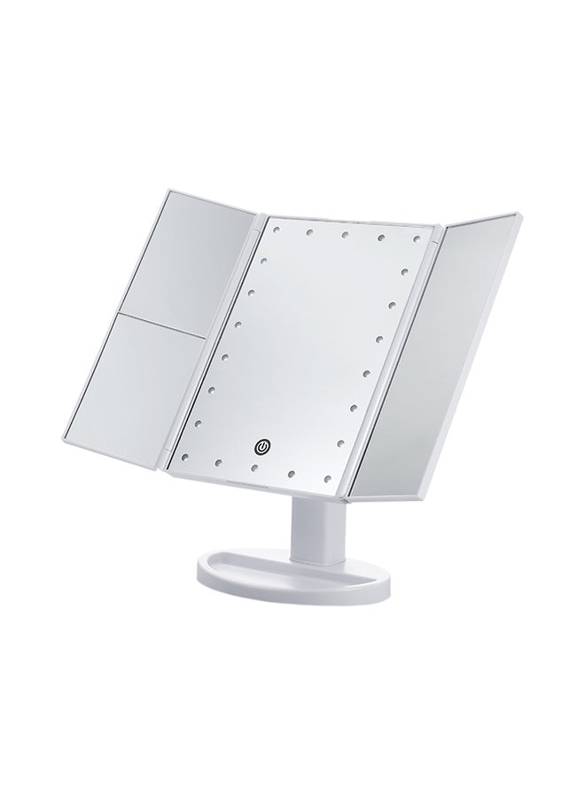 Generic - Tri-Folded Vanity Table Makeup Mirror With 21 LED Lights White - Image 1