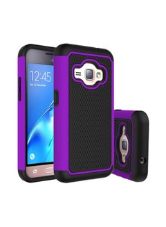 Rubber Hybrid Hard Case Cover For Samsung Galaxy J1(2016) Black/Purple