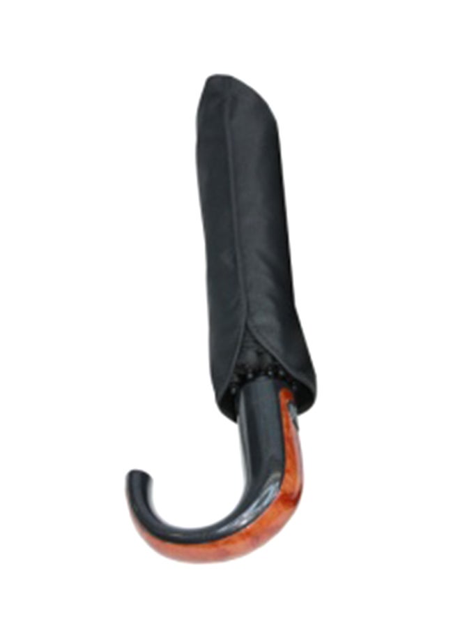 Hello 3 Fold Autoamtic Open Umbrella With Crook Handle Black - Image 2