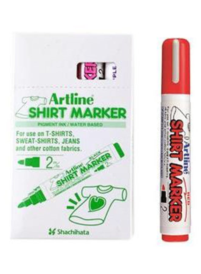 Artline 4-Piece Shirt Marker Set Red 