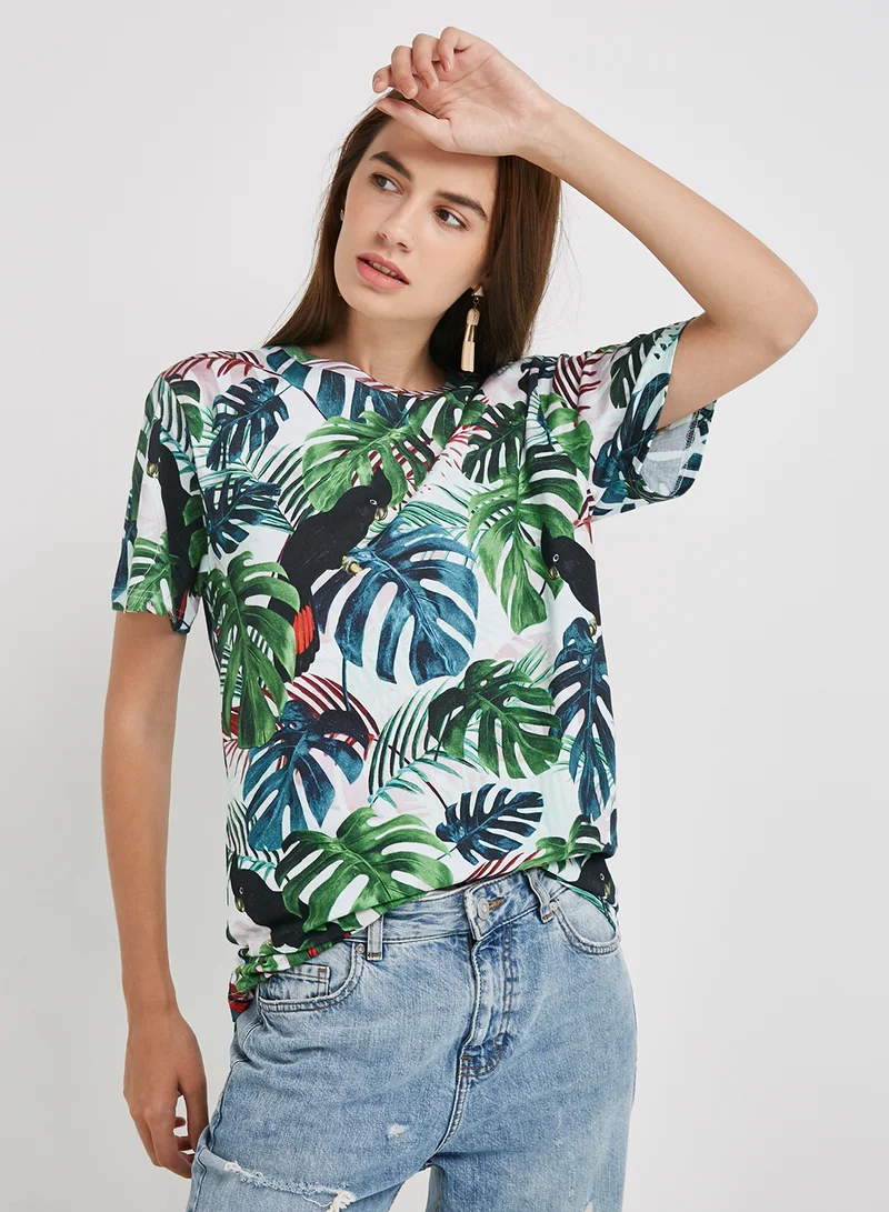 DEDICATED Palm Print T-Shirt Green/White