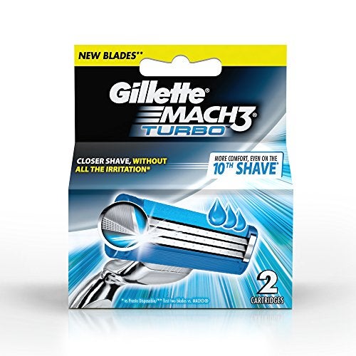Gillette 2-Piece Mach3 Turbo Manual Shaving Razor Blades Multicolour 