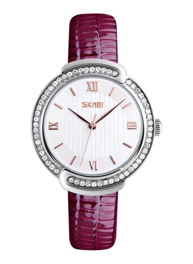 SKMEI women Waterproof Leather Strap Analog Wrist Watch 9143 - 33 mm - Purple  - Image 2