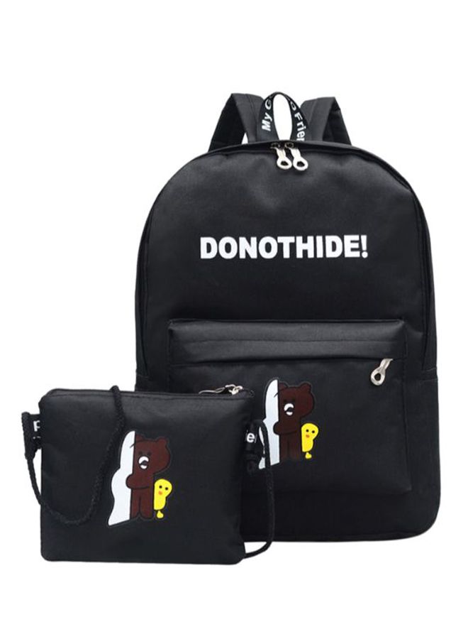 Casual Adjustable Strap Backpack With Crossbody Bag Black 